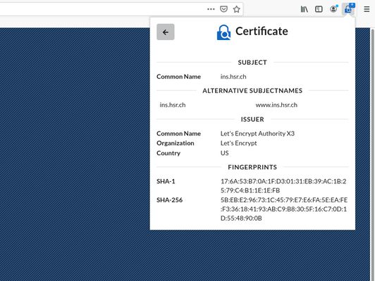 Certificate view