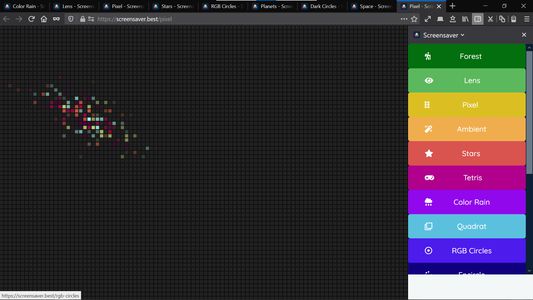 Screenshot from the Screensaver Firefox Addon