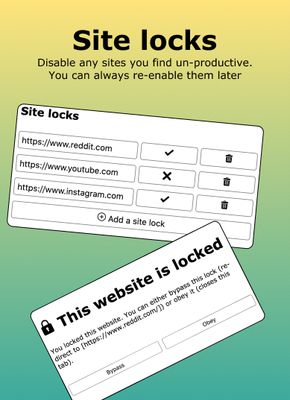 Site locks: Disable any sites you find un-productive. You can always re-enable them later.