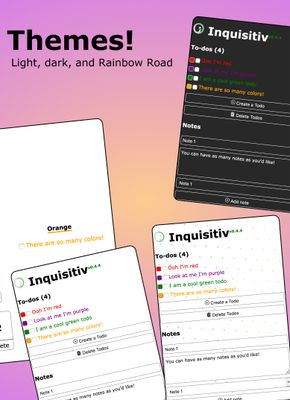 Themes! Light, dark, and Rainbow road.