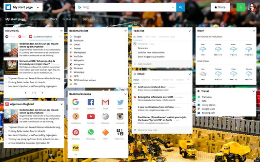Organize and access your bookmarks on a personalized startpage.
