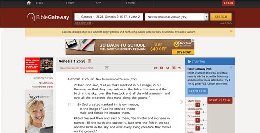 The Bible texts in Bible Gateway.
