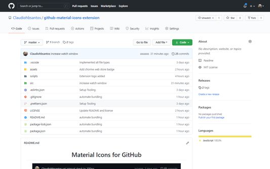 Material Icons on Github with light theme enabled