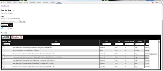 Neditor panel requests table.