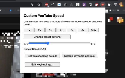 The UI showing the saved user-preferred button presets