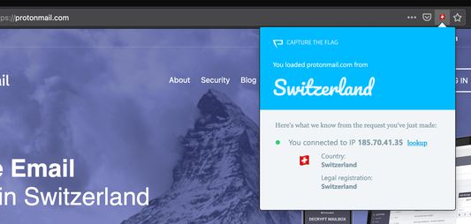 Screenshot of the addon's popup with ProtonMail website opened