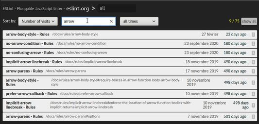 * text search through the history of a single website