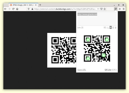 The popup window, which is showing a scan result.