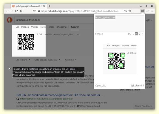 It's also possible to manually select a region to scan.