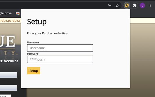 Setup menu