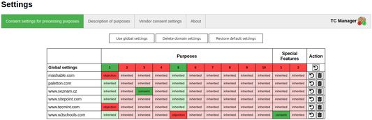 Settings - purposes