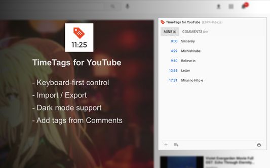 TimeTags for YouTube features