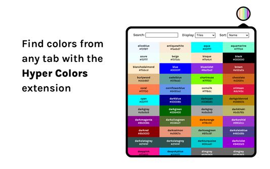 Find colors from any tab with the Hyper Colors extension