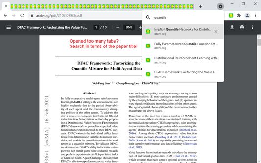 Opened too many tabs? Search in terms of the paper title!