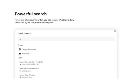 Image of WebCrate's search feature