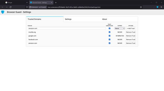 Trusted Domains Settings.