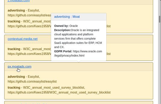 Web Request classification and domain mapping with ownership information.