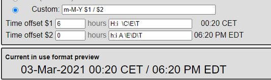 Close up of multiple time zones.