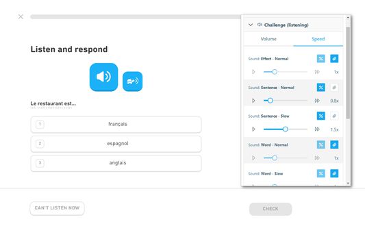 Adjusting settings for listening challenges.