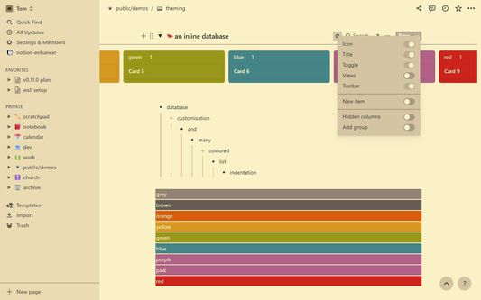 the simpler databases & indentation lines extensions in the gruvbox-light theme