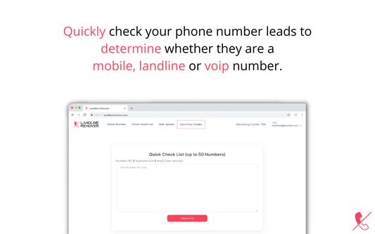 Check short list of phone number leads with Landline Remover.