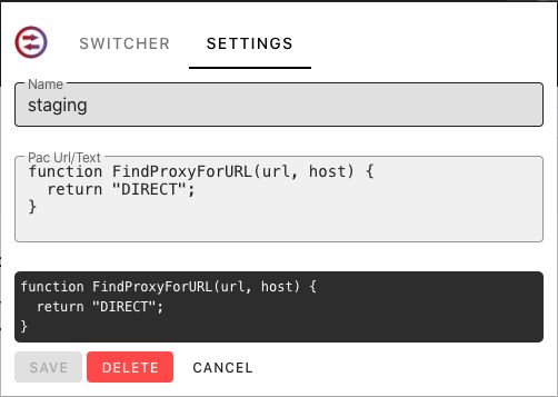 proxy pac settings - edit page