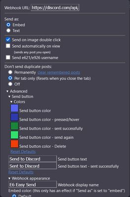 Advanced configuration menu