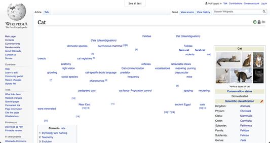 An example of a page only showing links