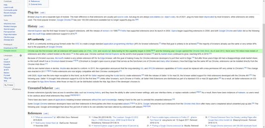 Sample view of the default settings on a Wikipedia page.