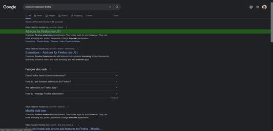 Sample view of the default settings on a page with dark mode enabled.