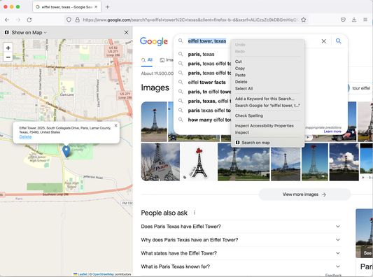 Search and display the location by the name of the point of interest.