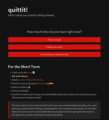 Get suggested ways to spend your time instead!