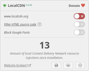 LocalCDN disabled