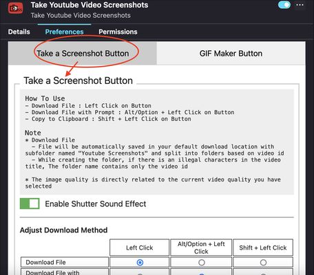 Add-on Preferences - Take a Screenshot Button