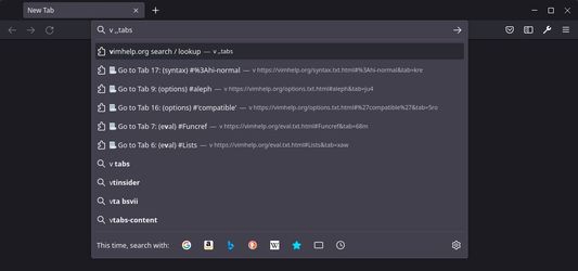 List tabs. Add <dot> at end to see next batch
