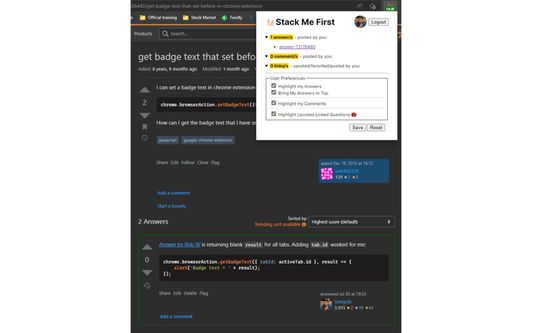 Highlighted Answers listed at the top of the answer list in Stack Overflow