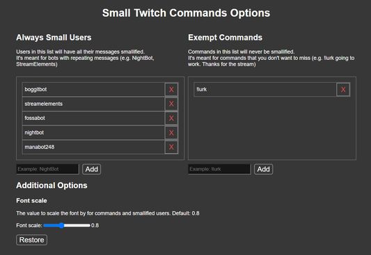 Options page preview
