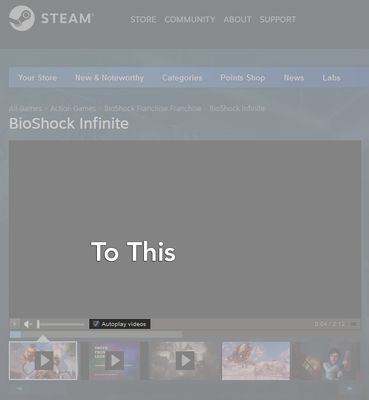 Video player with replaced button (blurred background)