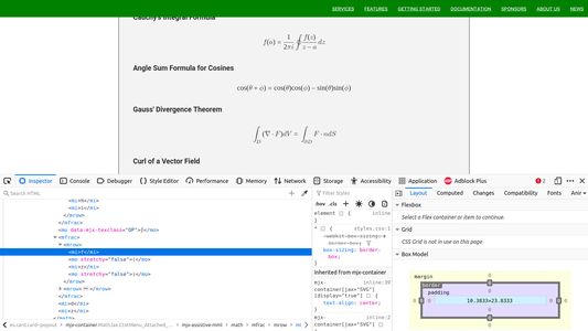 Screenshot of MathJax's homepage