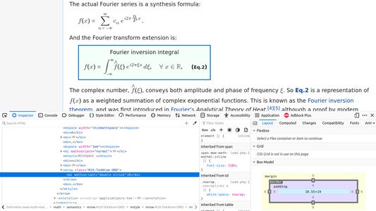 Screenshot of Wikipedia's page about Fourier's Transform