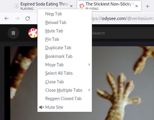 Tab context menu