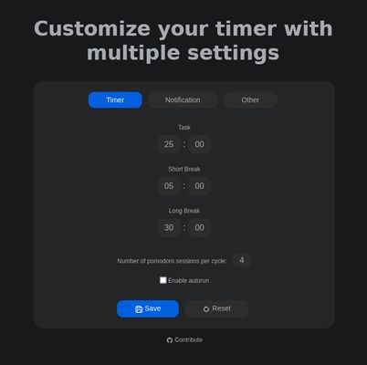 Showing settings