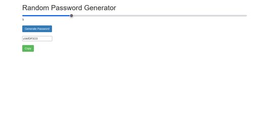 Choose length of password.
choose 9 and click on generate password.
it will generate random password with length of 9 characters.
Click on copy button to copy it to the clipboard.