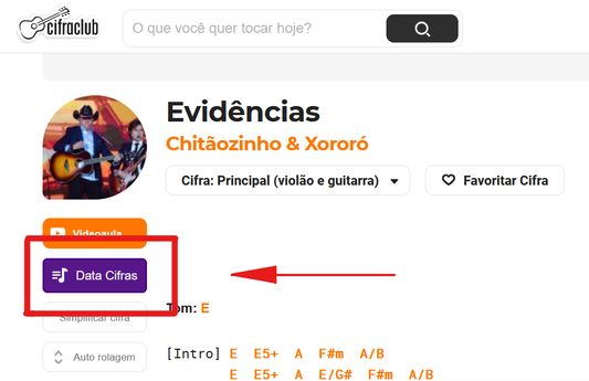 Utilize o botão acionado no menu mais a esquerda extrair a cifra do cifra club