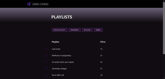 Gerencie as playlists e as cifras
