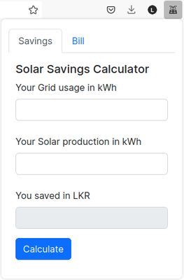 Solar savings calculator page.
