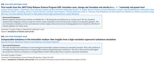 Want to read AI summaries generated for the entire week? Visit the arxiv past week or recent page. The title of each paper along with the AI generated summary will be displayed for all the papers posted.