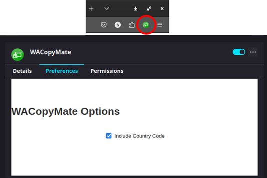 WACopyMate in Firefox Toolbar