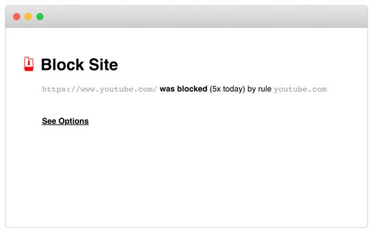 Example of a blocked site. It this case, youtube.com was blocked 5x today.