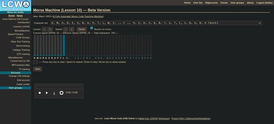 MorseMachine page (list of online users hidden)